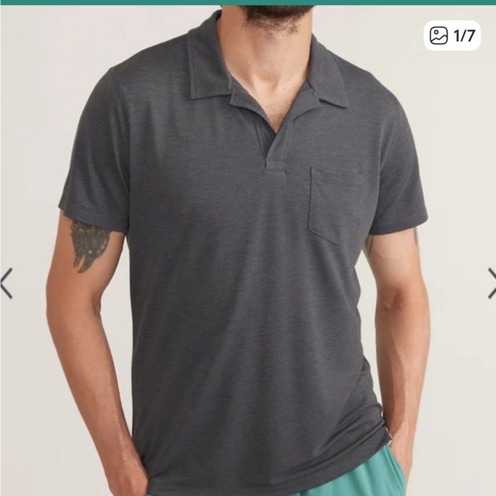 Marine Layer Polo Shirt in Faded Black Size XXL
